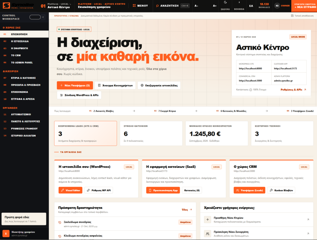 Synoiko — Admin Panel — Greek interface