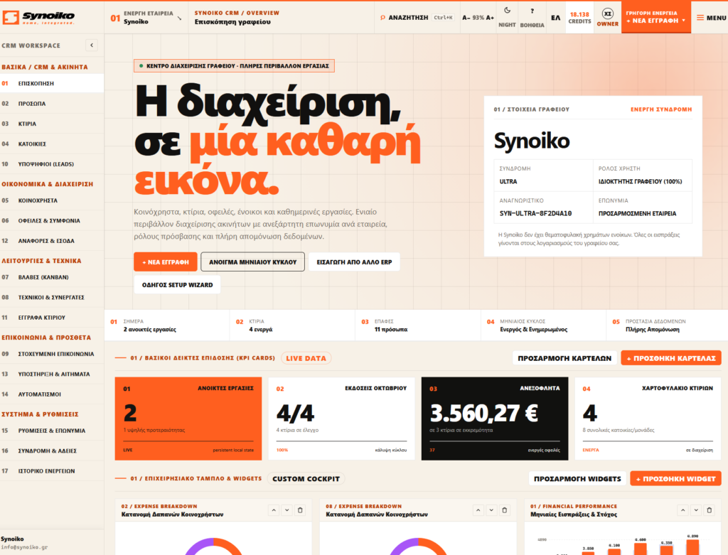 Synoiko — περιβάλλον CRM — ελληνικό περιβάλλον
